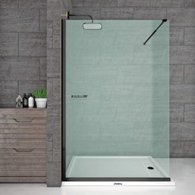 Resim Seperatör Duşakabin | Tek Sabit Cam Panel - 180-189cm / Siyah / Sabit panel 