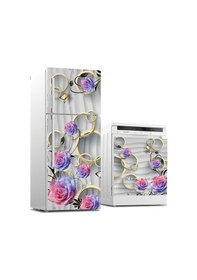 Resim Buzdolabı Ve Bulaşık Makinası Beyaz Eşya Sticker Kaplama 3d Gül Yuvarlak 