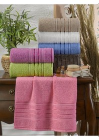 Resim 6lı El Havlu Seti 50x85 Hobby Kahverengi-beyaz-mavi-mürdüm-f.yeşili-pembe Kahverengi-beyaz-mavi-mürdüm-f.yeşili-pembe 