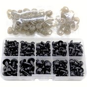 Resim 100 adet Siyah Plastik Güvenlik Gözleri Teddy Bear Yumuşak Oyuncak Hayvan Bebek El Sanatları DIY Aksesuarlar için 6-12mm, Dayanıklı Plastik Malzeme, 18+ Yaş Grubu için Mükemmel 