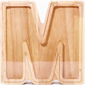 Resim Tenfowee Ahşap Ve Akrilik M Harfi Tasarım Para Birikim Kutusu - Transparan Görünüm İle Kazançları Gözlemle - İsim Stickerleriyle Zenginleştirilebilir 
