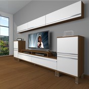 Resim Decoraktiv Ekoflex 9 Mdf Krom Ayaklı Tv Ünitesi Tv Sehpası - Ceviz - Beyaz 