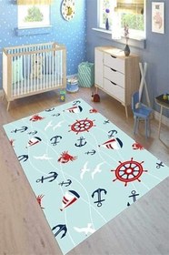 Resim Verona Kaymaz Deri Tabanlı Yıkanabilir Antibakteriyel Dijital Baskı Çocuk Halısı, CK-10158A-VRN-200X400 