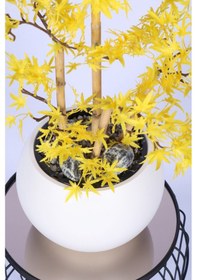 Resim Yapay Çiçek Sitesi Beyaz Küre Saksıda Modern Minimal Tasarım Yapay Bonsai Ağacı Sarı 65 Cm Sarı 