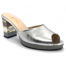 Resim D&A İzland Shoes Kadın Gri Şık Renkli Ökçeli Platform Topuklu Ayakkabı 