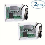 Resim 2 Adet DC 12V W1209 Kılıf Ile Dijital Sıcaklık Kontrol Kartı Mikro Dijital Termostat -50-110°C Elektronik Sıcaklık Temp Kontrol Modülü Anahtarı 10A Tek Kanallı Röle Ve Su Geçirmez 