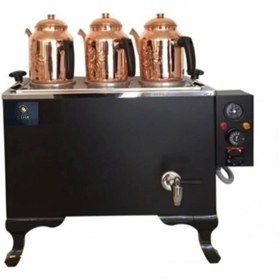 Resim Safir 3 Gözlü Cromat Siyah Bürotipi çay ocağı 3 Gözlü Ofistipi Çay Kazanı Sadece Elektrikli Çay Semaveri 