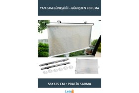 Resim Letsii 58X125 cm Araç Güneşliği Pratik Yan Cam Koruyucu 