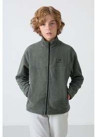 Resim Tommylife Haki Kalın Yumuşak Dokulu Standart Fit Nakışlı Polar Erkek Çocuk Sweatshirt - 11223 Haki 