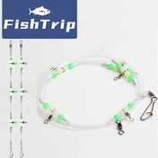 Resim FishTrip 5 Parça Balıkçılık Seti - Gece Işıklı Boncuklu Tuzlu Su Kancaları ve Ağırlıklar İçin 3 Yönlü Döner Bağlantı Seti (2/3/4 Kanca) 