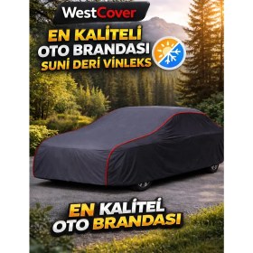 Resim WestCover Peugeot 307 En Kaliteli Vinleks (Siyah-Kırmızı Dikişli) Kumaş Oto Branda Araba Çadırı 