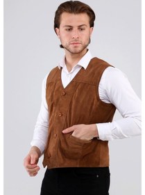 Resim Erkek Hakiki Deri Süet Yelek (545233756) 