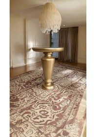 Resim Simillo Doğal Masif Ahşap Tekli Yan Sehpa Altın Renk Modern Mantar Sehpa Kahverengi 