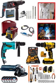 Resim stilmax 5'li Süper Usta İşi Atölye Seti 200a Dijital Invertör Kaynak Makinesi + Matkap Avuç Taşlama Kırıcı 