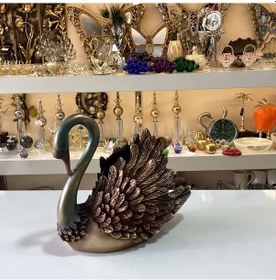 Resim Dekoratif Kapalı Kuğu Biblo Şekerlik Eskitme 