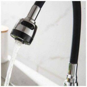 Resim MAGİTOPTAN Renkli Silikonlu Oynar Başlıklı 2 Fonksiyonlu Spiral Musluk Başlığı - Siyah 