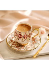 Resim Nehir Rüya 6 Kişilik 12 Parça Porselen Kahve Fincan Takımı 