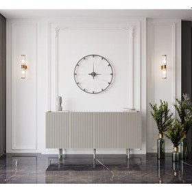 Resim Enwood Capella Kum Taşı Rengi Mdf 4 Kapaklı Raflı 160 Lık Konsol 