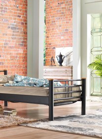 Resim Unimet Kappis Tek Kişilik Ferforje Metal Karyola-siyah (AHŞAP LATALI) 