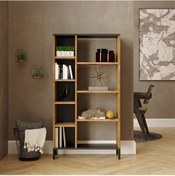 Resim Robinhome Robin Home Troya Serisi 5 Raflı Kitaplık Metal Ayaklı Çam-Gri 