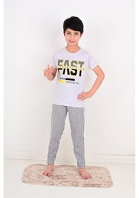 Resim Vitmo Erkek Çocuk Kısa Kollu Pijama Takımı Fast Model Gri Gri 