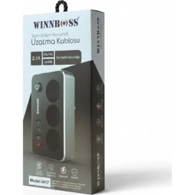 Resim Winnboss 2.1A 3 USB Termal Akım Korumalı 3lü 2m Grup Priz 