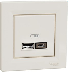 Resim Schneider Electric EPH2700323 2.4A Type A+C Asfora Krem Usb Prizi İkili 