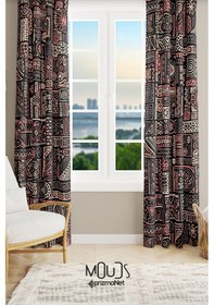 Resim Hitit Figure Desenli Süet Oturma Odası Salon Fon Perde Baskılı Ekstrafor Büzgü 2 Kanat Prd-1013 Çok Renkli 