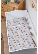 Resim Organik Bebek Boy Lastikli Çarşaf Seti 70x110 - Uzayda Ayı 