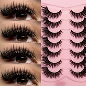 Resim 7 Set Russian Curl Sahte Kirpikler, 5D Mink Sahte Kirpikler Süper Kabarık Cross, Dramatik ve Kalın Sahte Kirpikler, 3D Göz Şeklinize Mükemmel Uyum, Halloween, Noel, Anneler Günü için Uygun, Sevgilinize En İyi Hediye 