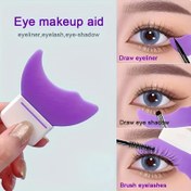 Resim Silikon Göz Makyajı Yardım Aracı - Çok Fonksiyonlu Maskara Koruması, Göz Farı Aplikatörü, Hızlı ve Kolay Göz Makyajı için Yeniden Kullanılabilir Eyeliner Ped Şablonu - Kokusuz 
