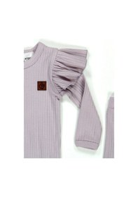 Resim Lila Fırfırlı Armalı Kaşkorse 3lü Bebe Takım Lila 