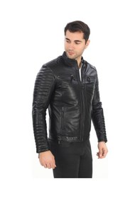 Resim New Zaya Leather Erkek Biker Deri Ceket - 