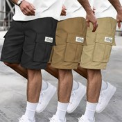 Resim 1 adet Erkekler için Rahat Kargo Şortları, Ayarlanabilir Bağcıklı Bel, Çoklu Cep, Düz Renk, Polyester, Esnek Olmayan Kumaş, Günlük Kullanım İçin Mükemmel, Günlük Şortlar | Ayarlanabilir Bel Bandı | Dayanıklı Kumaş 