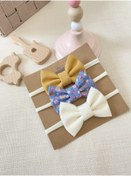 Resim Derinkids Kız Bebek Hardal Fiyonk 3'lü Bandana Seti 