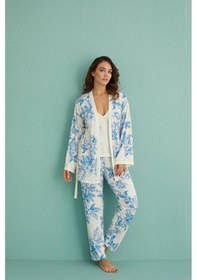 Resim Gd Goldoremi 14401-4 Kadın Termal Kumaş 3'lü Sabahlıklı Pijama Takım 001 