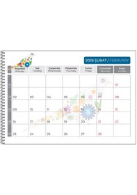 Resim 2026 Masaüstü Defter Planlama Takvim-23x33 Cm-renkli Desenli 