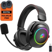 Resim GameBooster WBH44 RGB Wireless 2.4G+BT Siyah Oyuncu Kulaklığı 