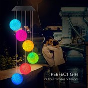 Resim Renk Değiştiren Işıklarla Güneş Enerjili LED Rüzgar Çanı - Ev & Bahçe için Taşınabilir Asma Dekor, 600mAh Nikel Pil 