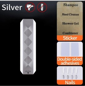 Resim Silver-1-tek/çift/üçlü 350ml Sabunluk Duvara Monte El Dezenfektanı Dispenseri Banyo Ev Tırnak Ücretsiz Banyo Aksesuarları 
