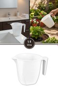 Resim Flora Beyaz Maşrapa 1,5 litre, Ölçülü Banyo Mutfak Bahçe Kamp Tası Su Kabı Maşrafa 1500ml 