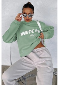 Resim Madmext Mint Yeşili Bisiklet Yaka Baskılı Sweatshirt Mg1904 Mint Yeşili 