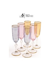 Resim Mest Emora 6 Adet Ayaklı Yüzüklü 3 Renk Kahve Yanı Su Bardağı Takımı - 150 Cc Şıklık Ve Zarafet 3 Renk 