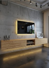 Resim Resital Ledli Duvara Monte Tv Sehpası - Çam - W6009-6 Çam 