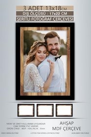 Resim yhfoto 3 Adet 13x18 Çerçeve Siyah Ahşap Şeritli Çerçeve Mdf Çerçeve Pvc'li Fotoğraf Karışık 130 x 180 