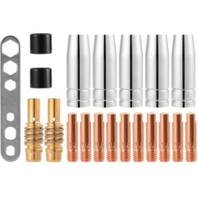 Resim Spibicyy Mıg / Mag Aşınma Parçaları Seti MB15 Tel Çapı 0,8 mm Parçaları Uygun Gaz Nozulu Nozulu Çubuk Akım Nozulu M6 0,8 mm (Yurt Dışından) 