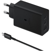 Resim Springsun 65w Pd Hızlı Şarj Cihazı, 3 Port Eu Tipi , Samsung Telefon/laptop/tablet Uyumlu, 2x Type-c 1m Kablolu Siyah 