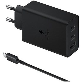 Resim Springsun 65w Pd Hızlı Şarj Cihazı, 3 Port Eu Tipi , Samsung Telefon/laptop/tablet Uyumlu, 2x Type-c 1m Kablolu Siyah 