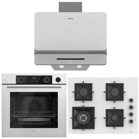 Resim Ferre Fryart Steam XE64CB + SC406 - WFA + D081 - SA Airfry & Buhar Destekli Beyaz Ankastre Set 