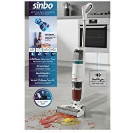 Resim Sinbo SFC-4102 Islak Kuru Siyah Şarjlı Dikey Süpürge Beyaz 